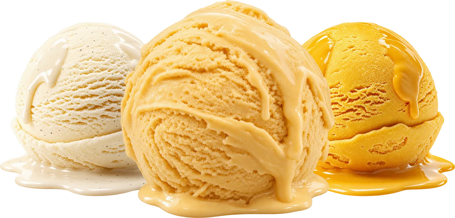 Helados de guanábana, lúcuma y mango